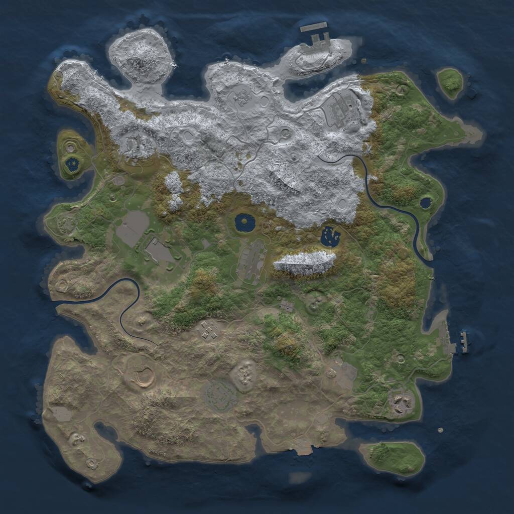 Rust Map: Procedural Map, Size: 3850, Seed: 777225623, 16 Monuments