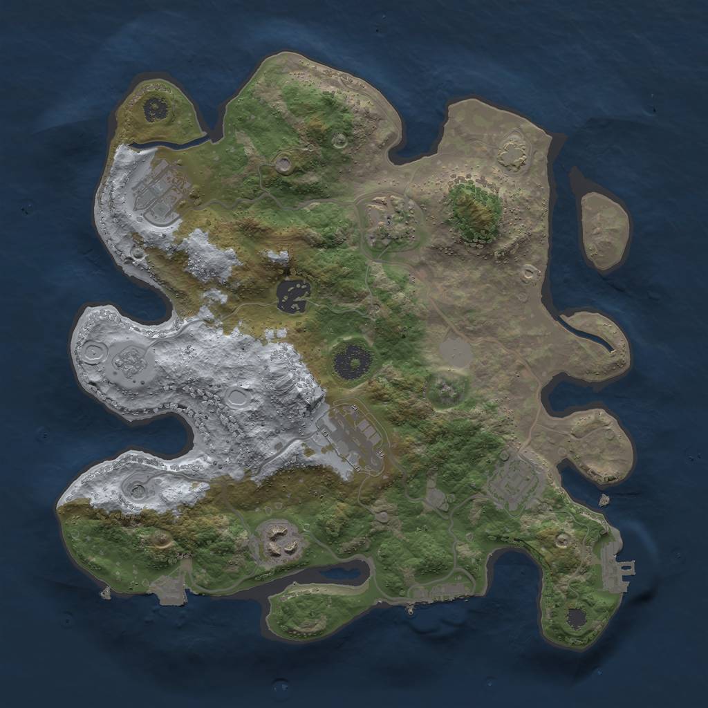 Rust Map: Procedural Map, Size: 3000, Seed: 124616364, 14 Monuments