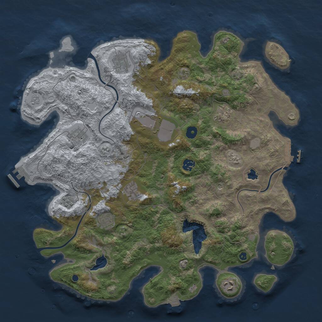Rust Map: Procedural Map, Size: 4050, Seed: 1379802285, 15 Monuments