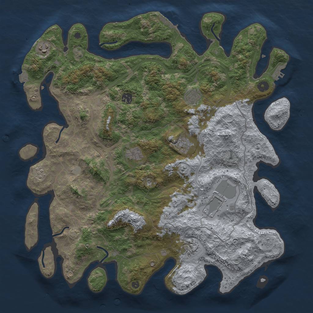 Rust Map: Procedural Map, Size: 4250, Seed: 6956, 16 Monuments