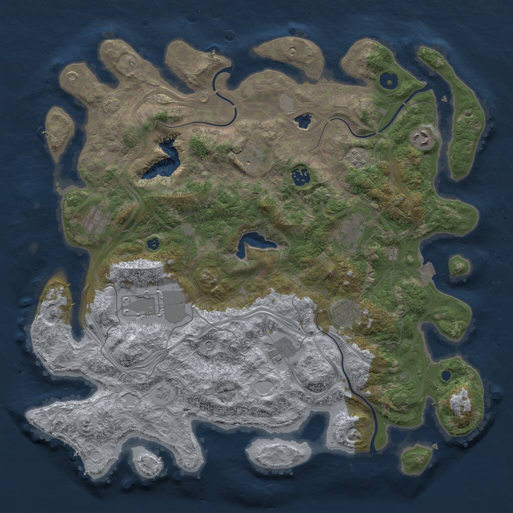 Rust Map: Procedural Map, Size: 4250, Seed: 1287245010, 13 Monuments