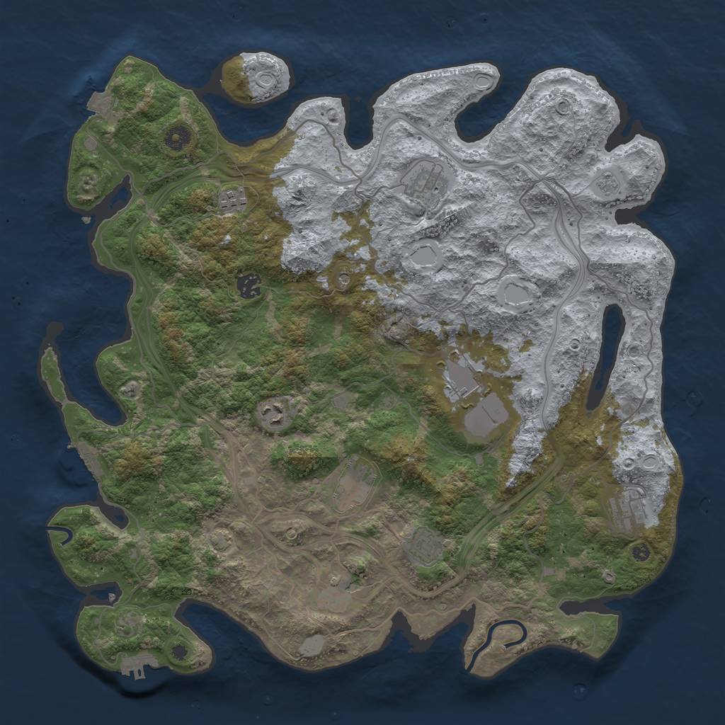 Rust Map: Procedural Map, Size: 4250, Seed: 1129580336, 17 Monuments
