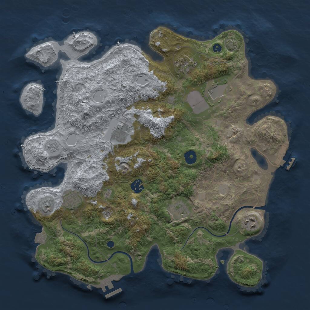 Rust Map: Procedural Map, Size: 3550, Seed: 57269439, 13 Monuments