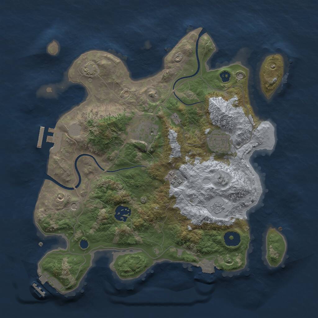 Rust Map: Procedural Map, Size: 3000, Seed: 27285, 10 Monuments