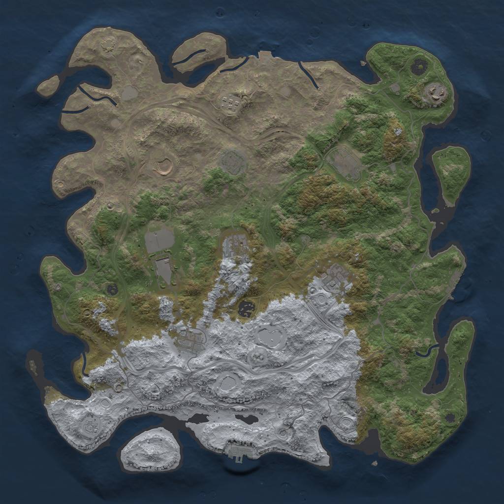 Rust Map: Procedural Map, Size: 4500, Seed: 97874, 18 Monuments