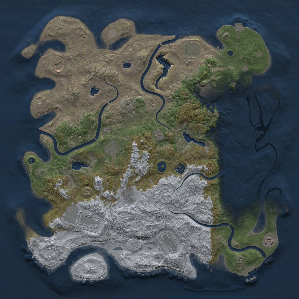 Rust Map: Procedural Map, Size: 4500, Seed: 97874, 16 Monuments