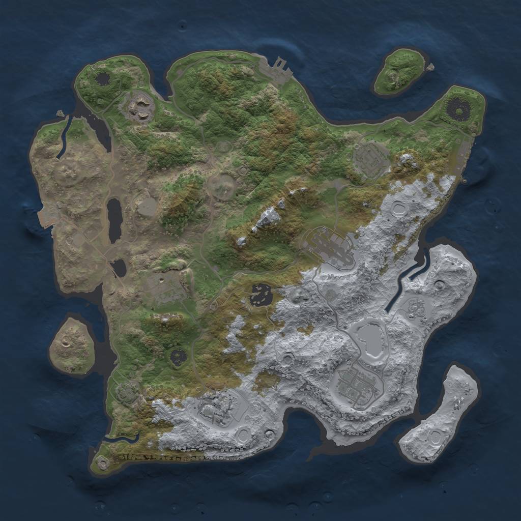 Rust Map: Procedural Map, Size: 3250, Seed: 323556674, 14 Monuments