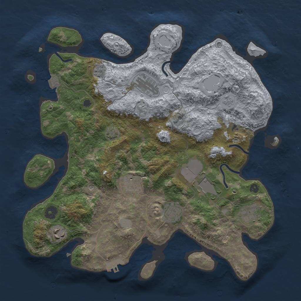Rust Map: Procedural Map, Size: 3500, Seed: 1820884621, 14 Monuments