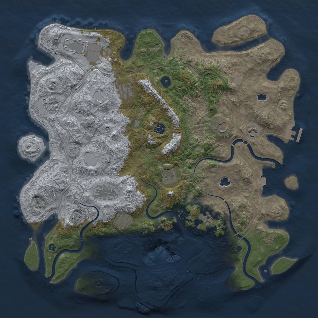 Rust Map: Procedural Map, Size: 4500, Seed: 46227268, 17 Monuments