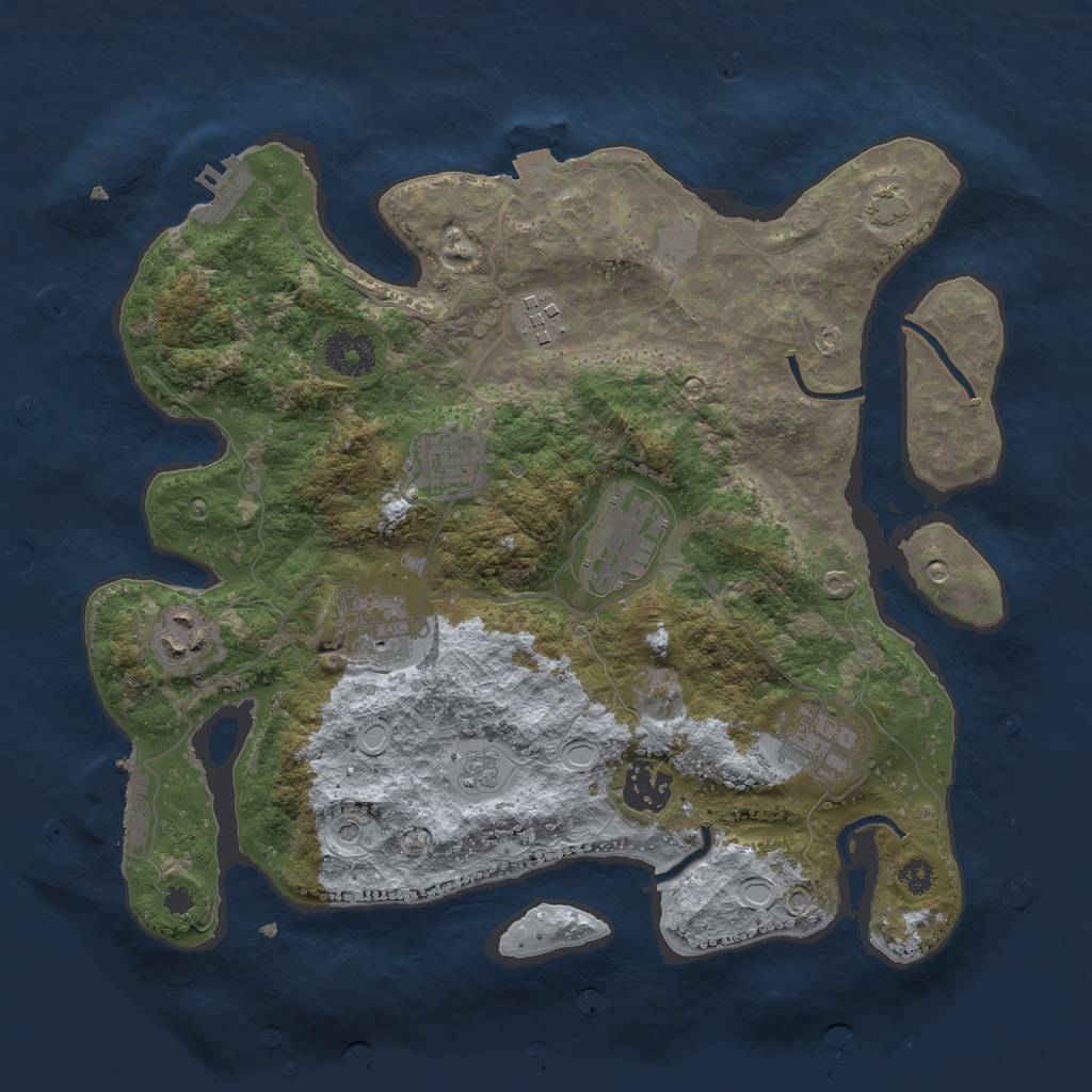 Rust Map: Procedural Map, Size: 3250, Seed: 2457340, 15 Monuments