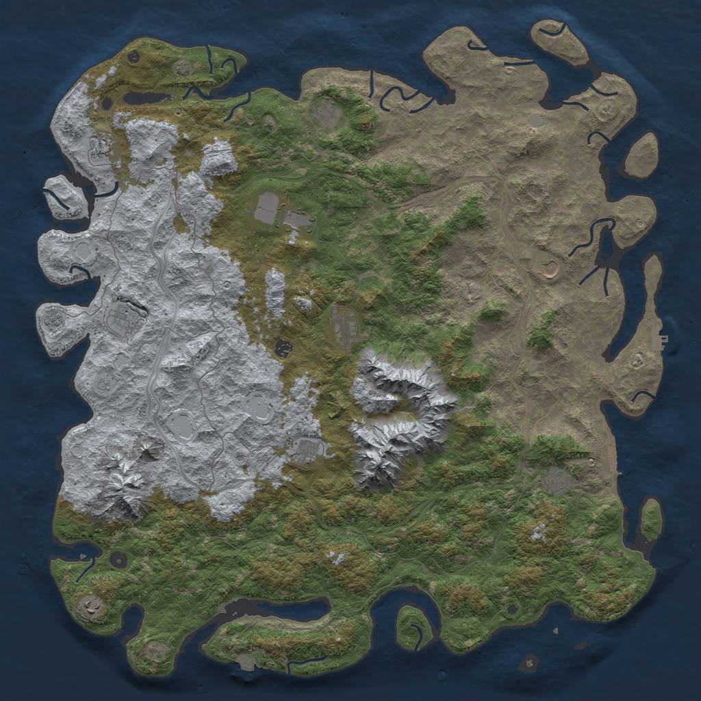 Rust Map: Procedural Map, Size: 6000, Seed: 63748, 19 Monuments