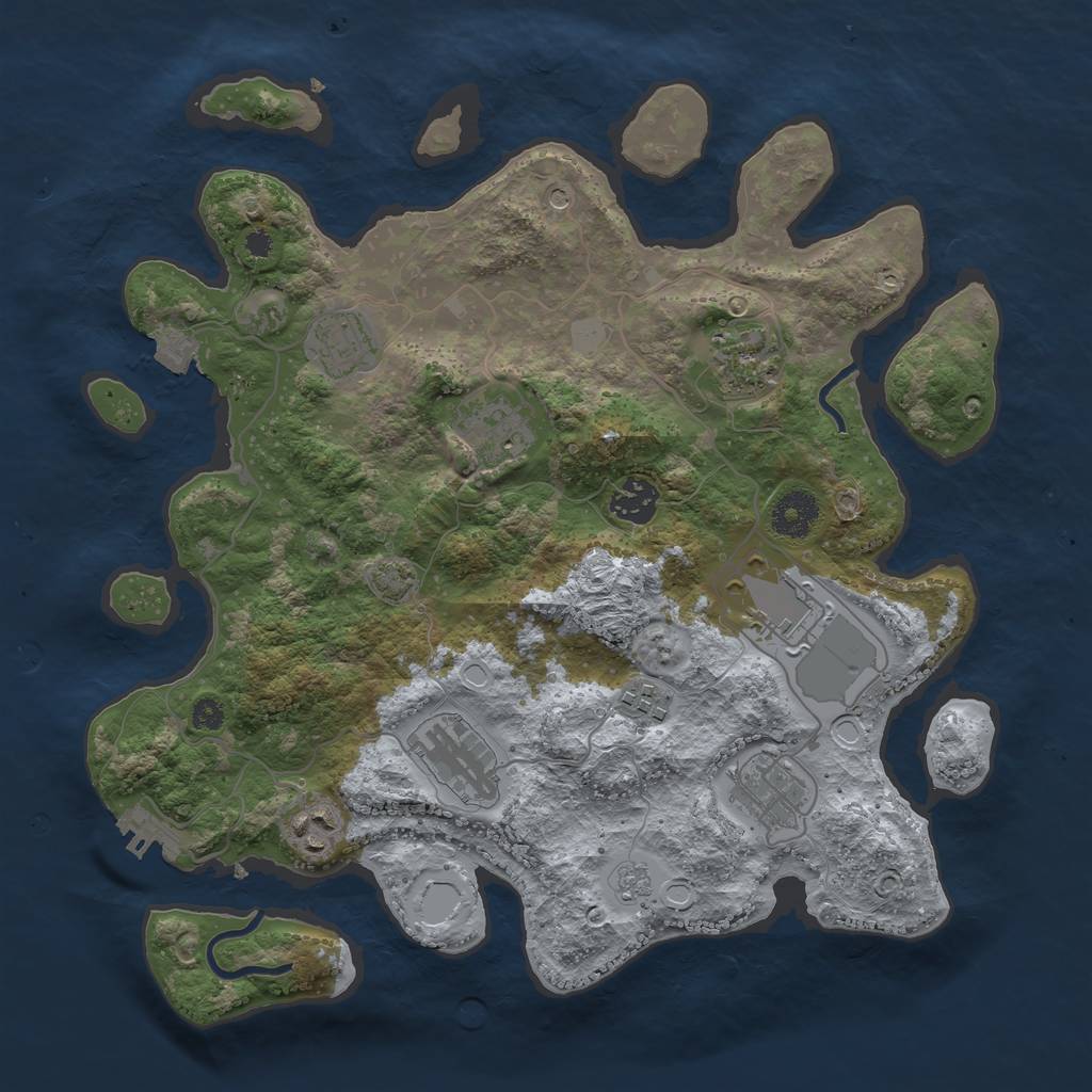Rust Map: Procedural Map, Size: 3500, Seed: 43242018, 16 Monuments