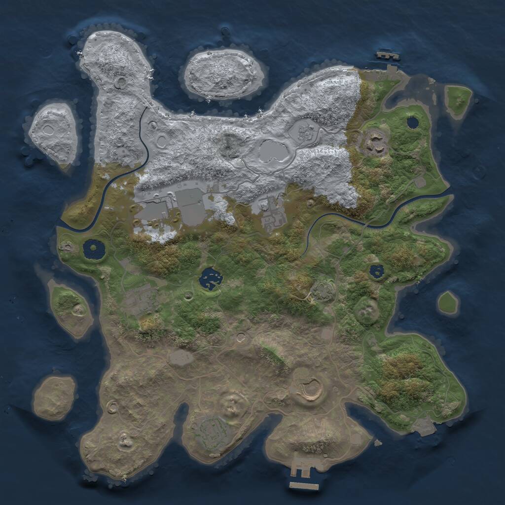 Rust Map: Procedural Map, Size: 3500, Seed: 1839802371, 13 Monuments