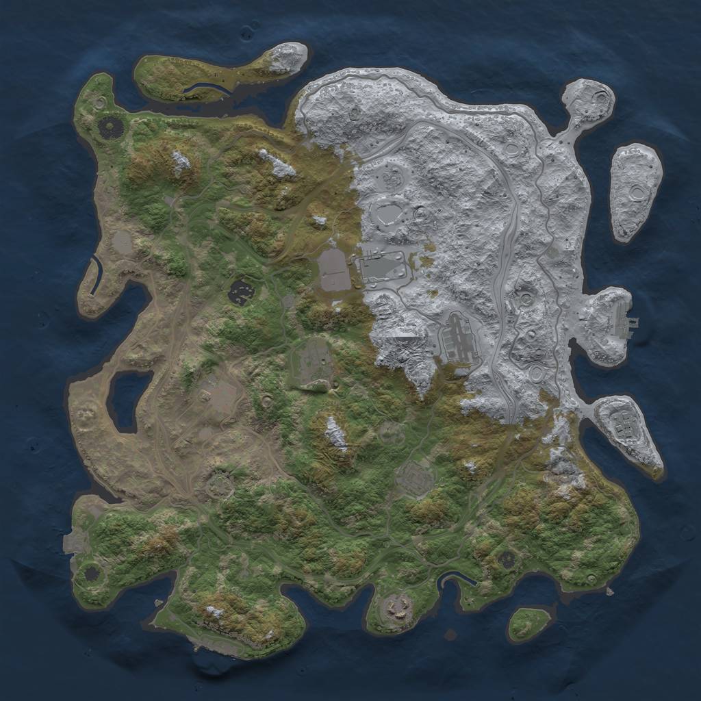 Rust Map: Procedural Map, Size: 4250, Seed: 11135, 16 Monuments