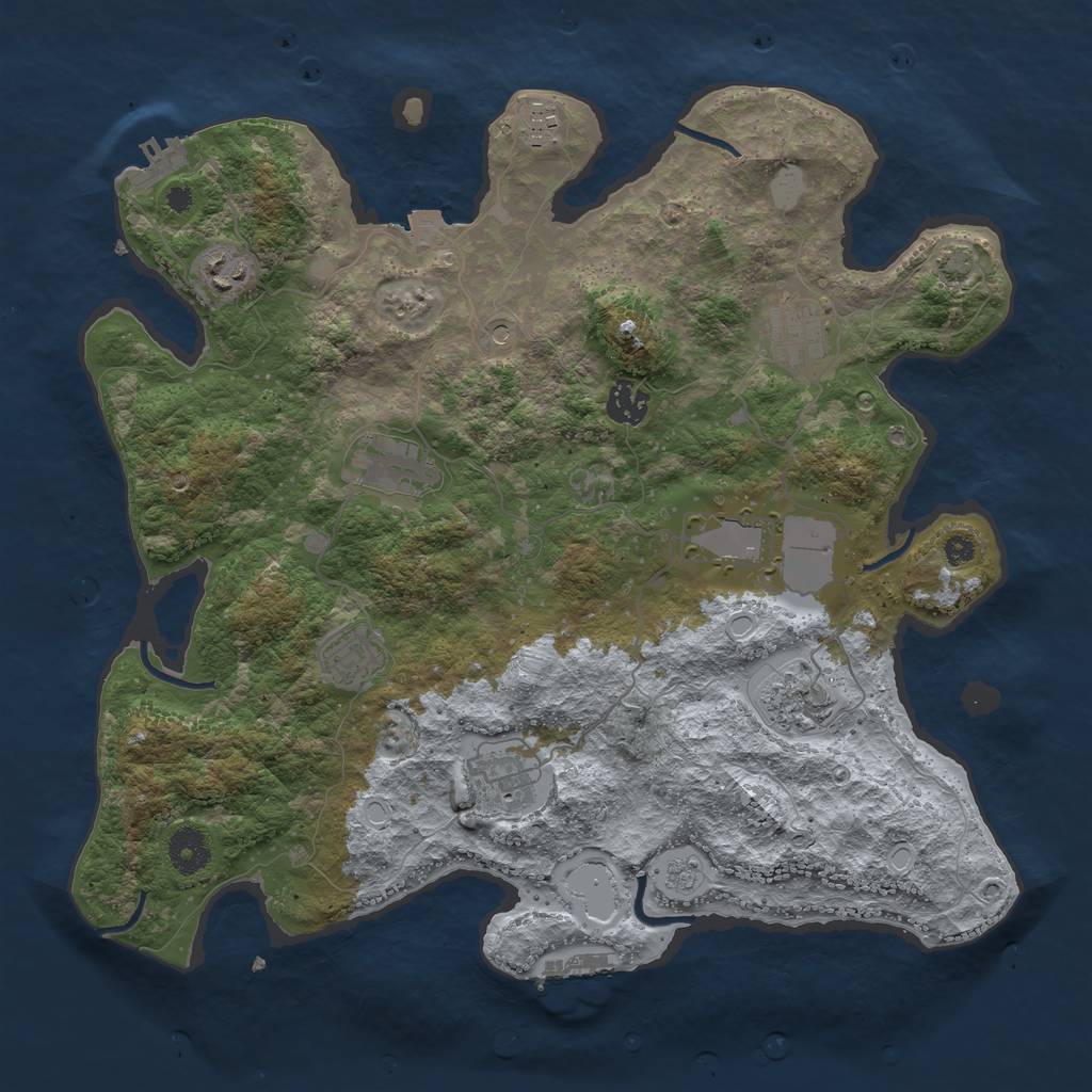 Rust Map: Procedural Map, Size: 3750, Seed: 173597, 17 Monuments