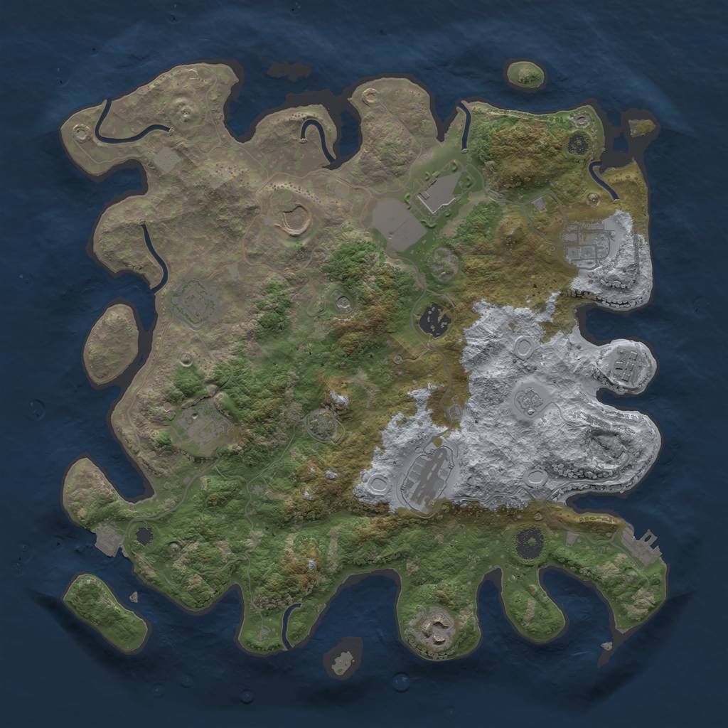 Rust Map: Procedural Map, Size: 3600, Seed: 20230726, 16 Monuments