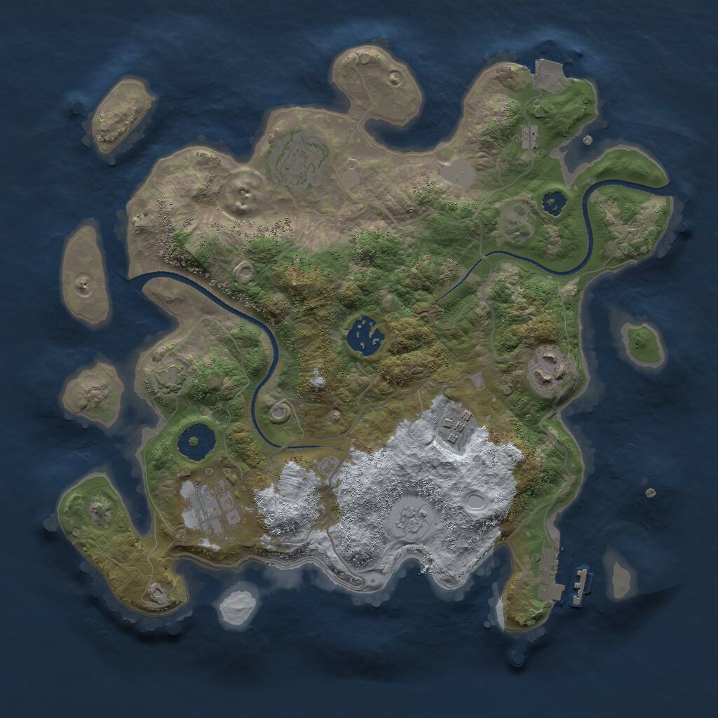 Rust Map: Procedural Map, Size: 3000, Seed: 268579, 9 Monuments