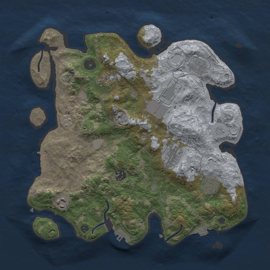 Rust Map: Procedural Map, Size: 3500, Seed: 1718601, 16 Monuments