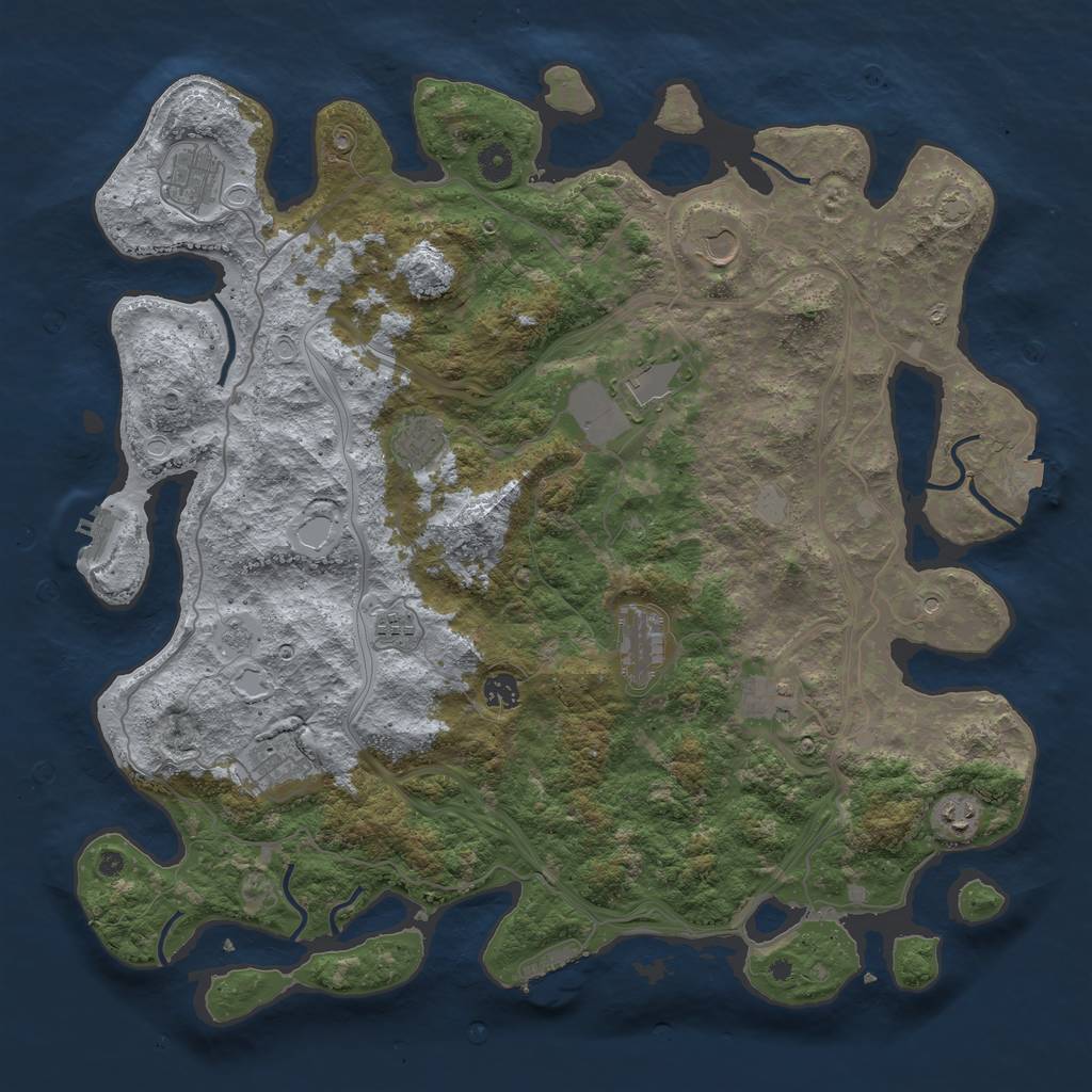 Rust Map: Procedural Map, Size: 4500, Seed: 238, 18 Monuments