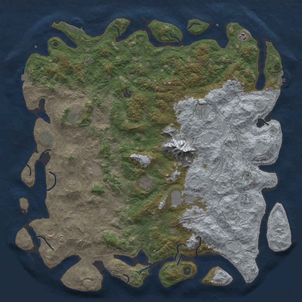 Rust Map: Procedural Map, Size: 5555, Seed: 55555555, 19 Monuments