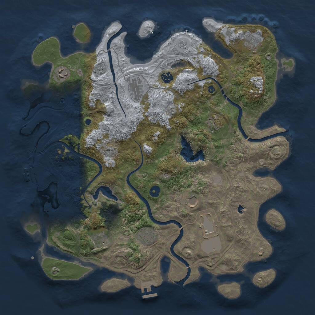 Rust Map: Procedural Map, Size: 4250, Seed: 437527, 16 Monuments