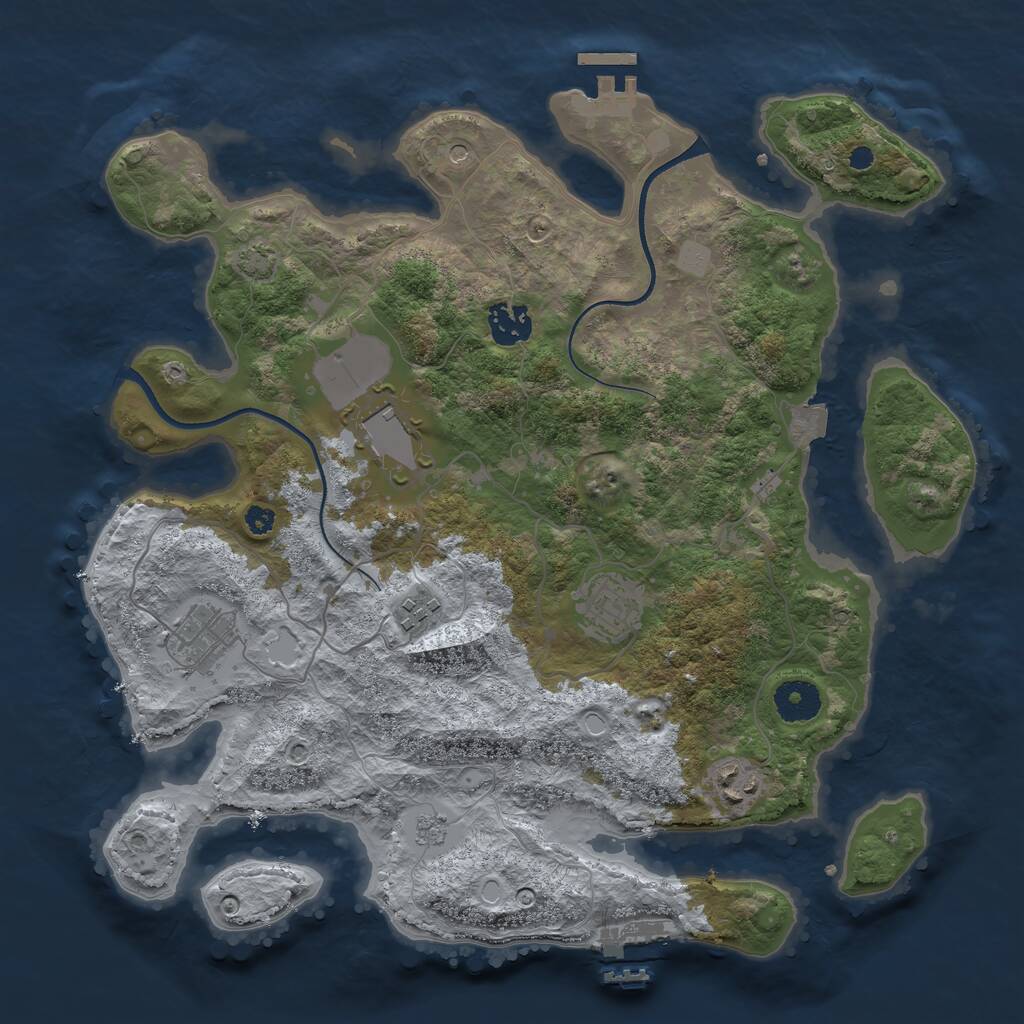 Rust Map: Procedural Map, Size: 3500, Seed: 2092031826, 12 Monuments