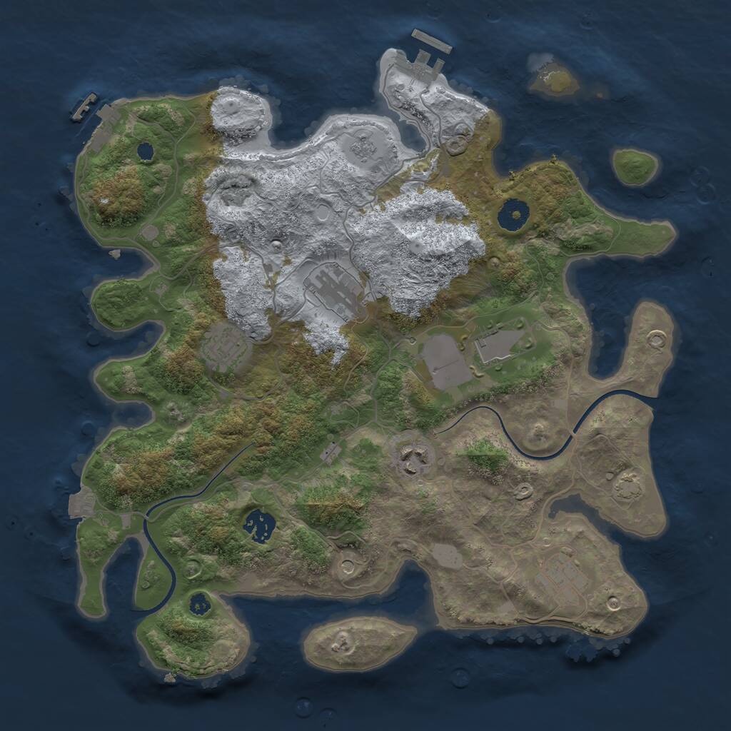 Rust Map: Procedural Map, Size: 3500, Seed: 9546896, 12 Monuments
