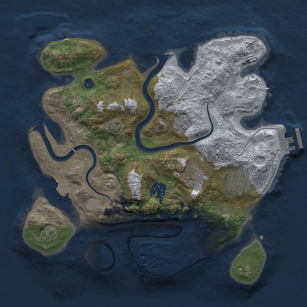 Rust Map: Procedural Map, Size: 3000, Seed: 1995542438, 9 Monuments