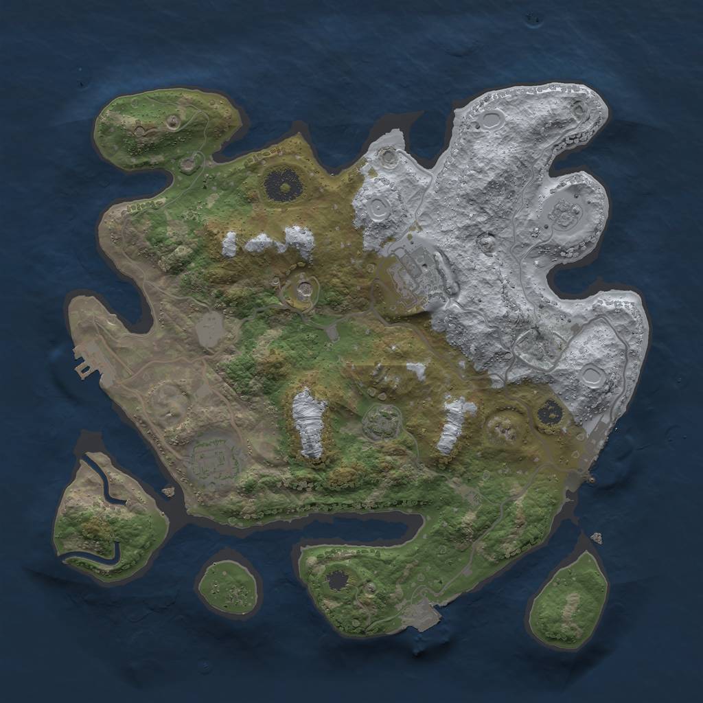 Rust Map: Procedural Map, Size: 3000, Seed: 1995542438, 10 Monuments