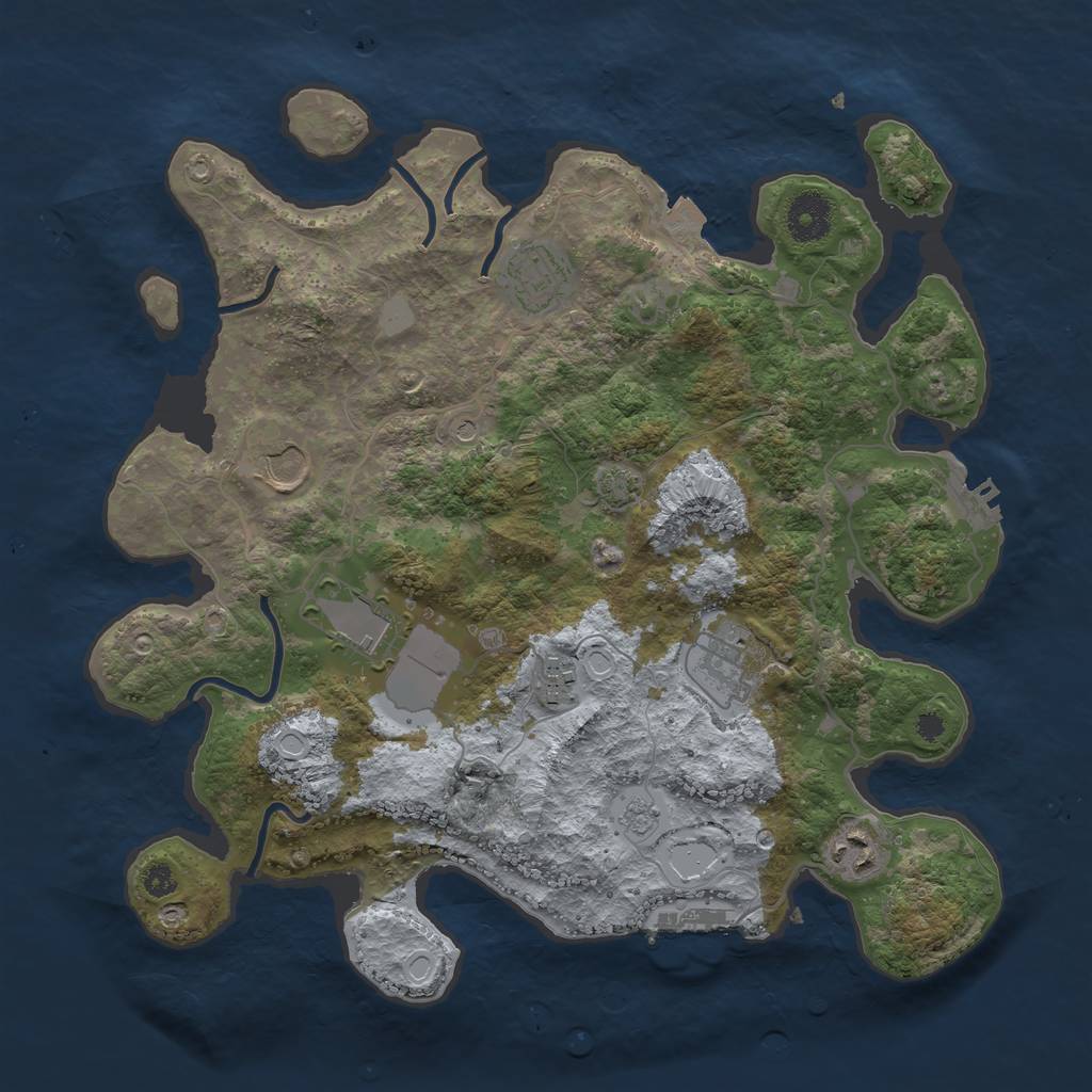 Rust Map: Procedural Map, Size: 3500, Seed: 118891263, 14 Monuments
