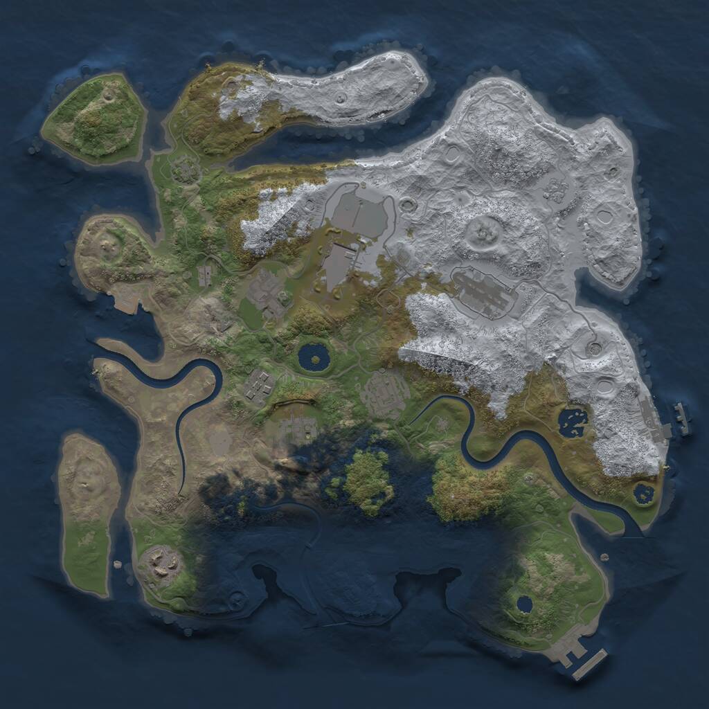 Rust Map: Procedural Map, Size: 3500, Seed: 642344072, 14 Monuments
