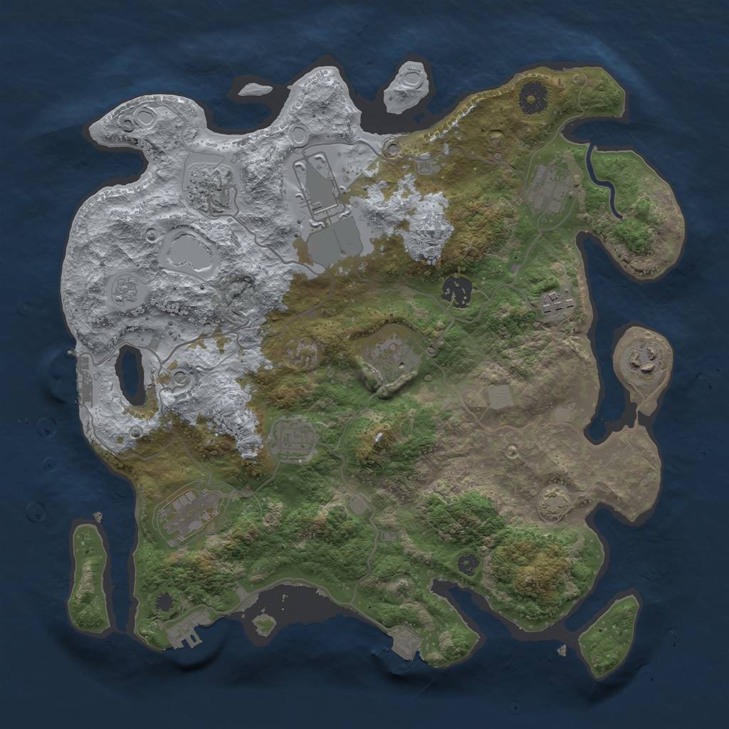 Rust Map: Procedural Map, Size: 3500, Seed: 204195273, 17 Monuments