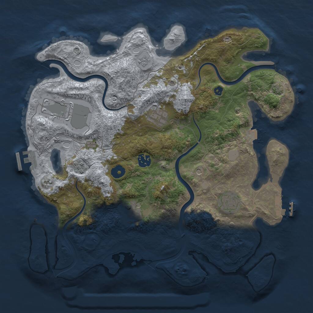 Rust Map: Procedural Map, Size: 3500, Seed: 204195273, 12 Monuments