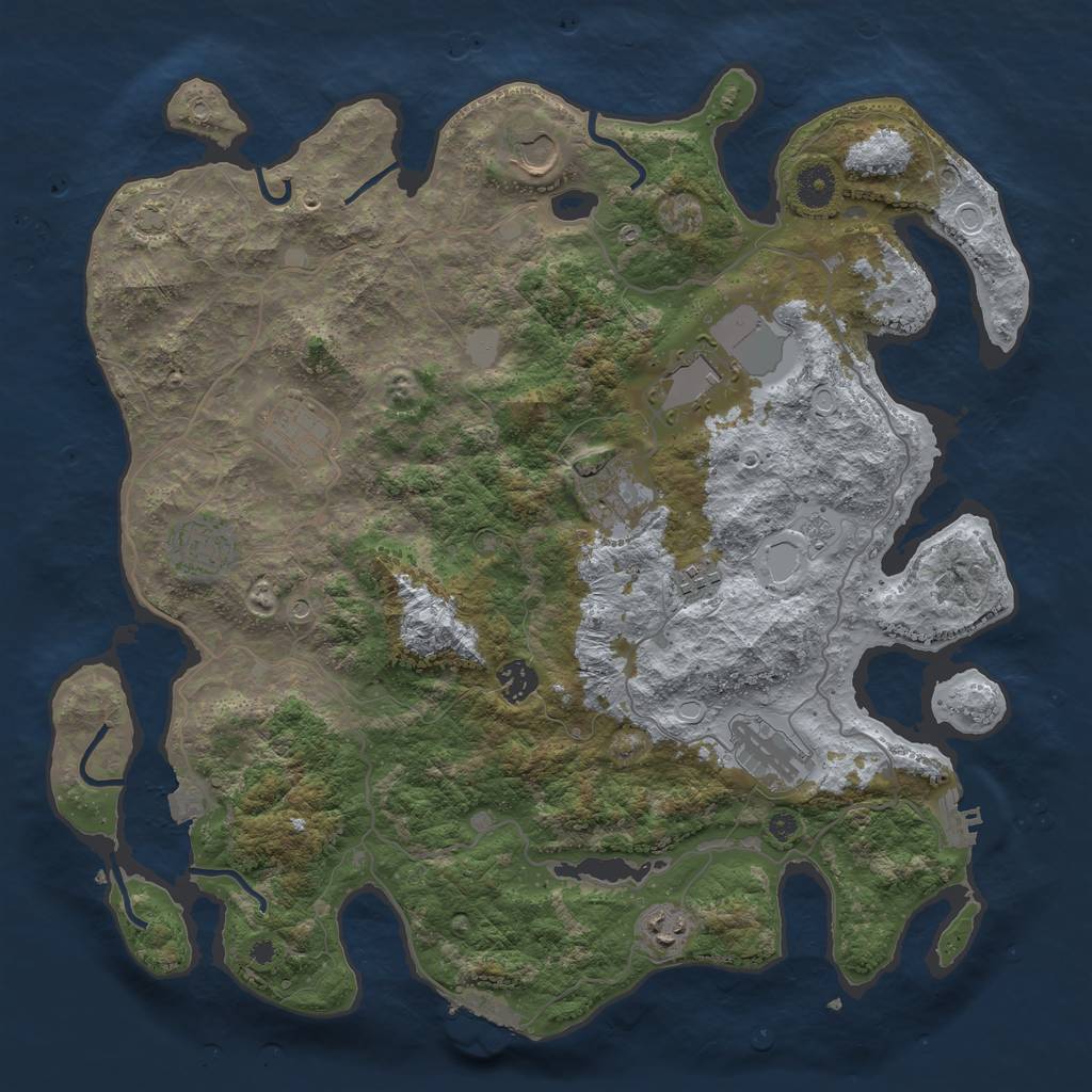 Rust Map: Procedural Map, Size: 4000, Seed: 523887108, 17 Monuments