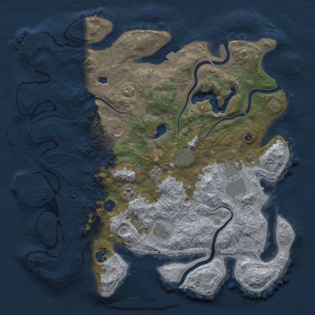 Rust Map: Procedural Map, Size: 4200, Seed: 836429098, 13 Monuments
