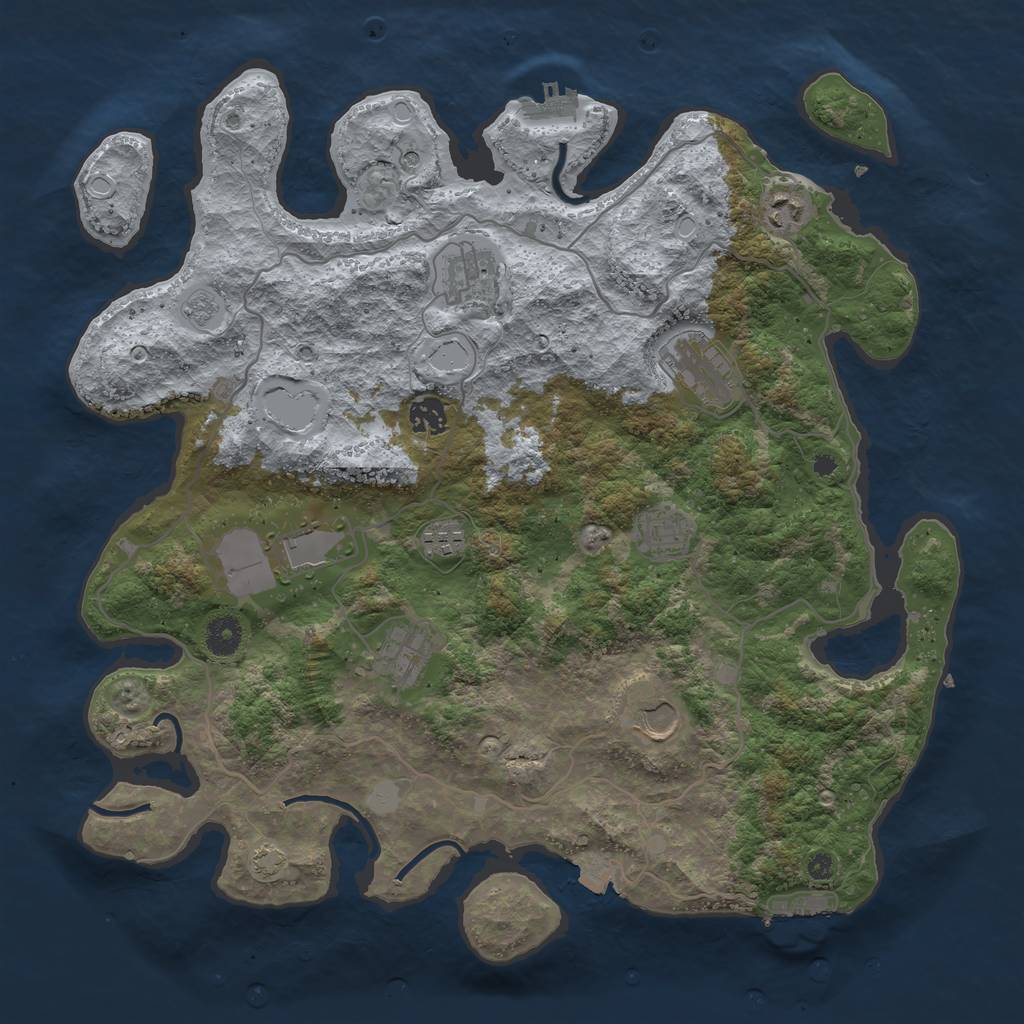 Rust Map: Procedural Map, Size: 4000, Seed: 11113, 17 Monuments