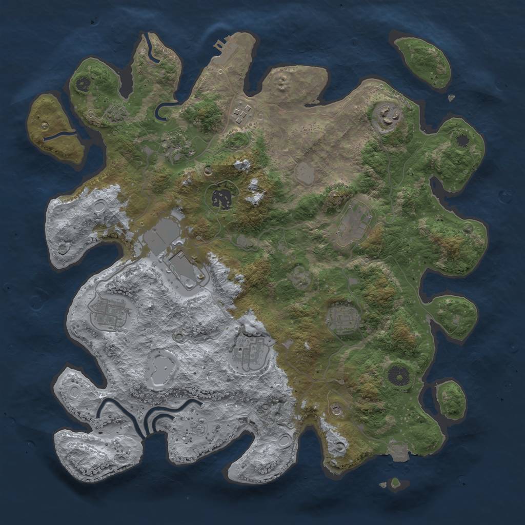 Rust Map: Procedural Map, Size: 3750, Seed: 1909626173, 16 Monuments