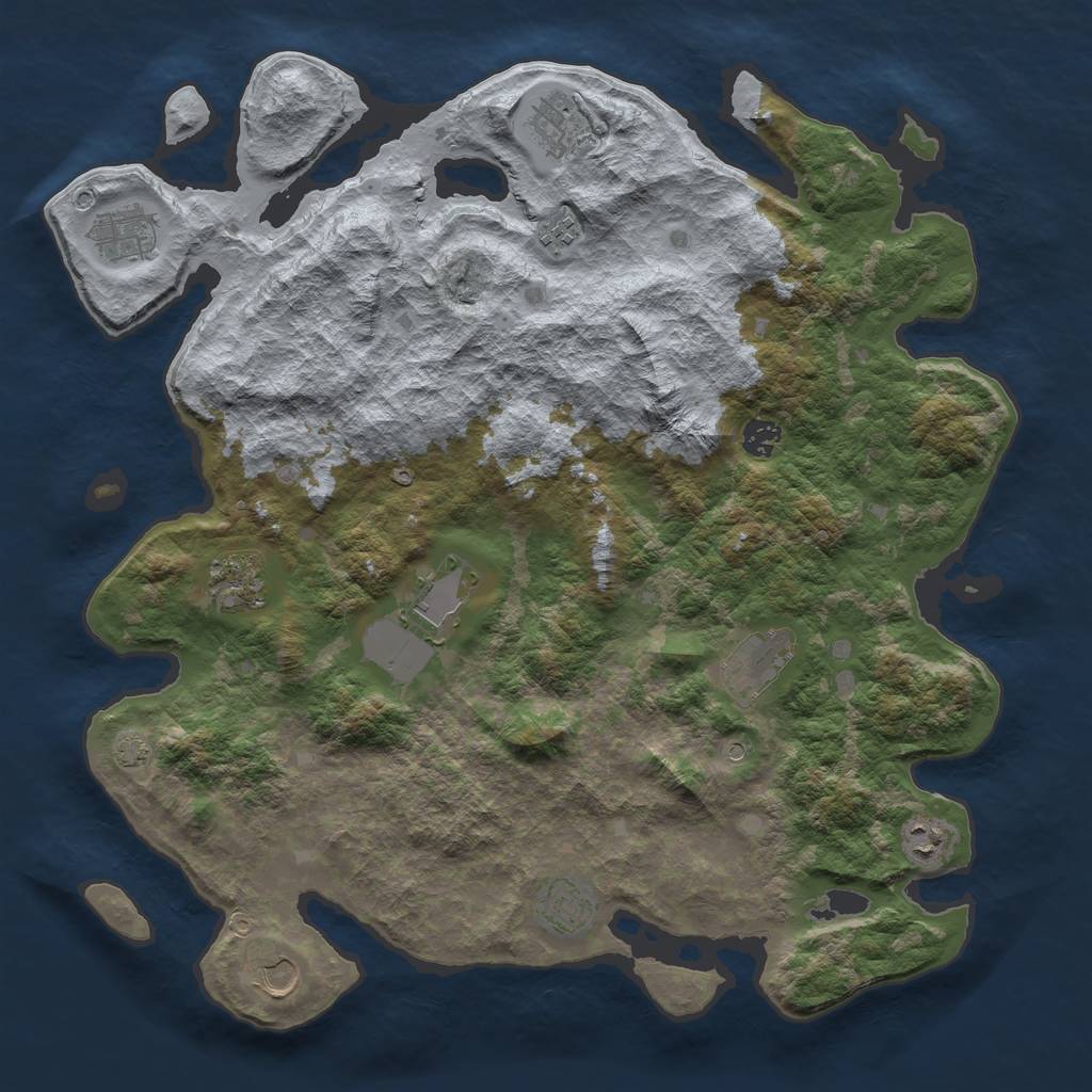 Rust Map: Barren, Size: 4250, Seed: 807218479, 14 Monuments