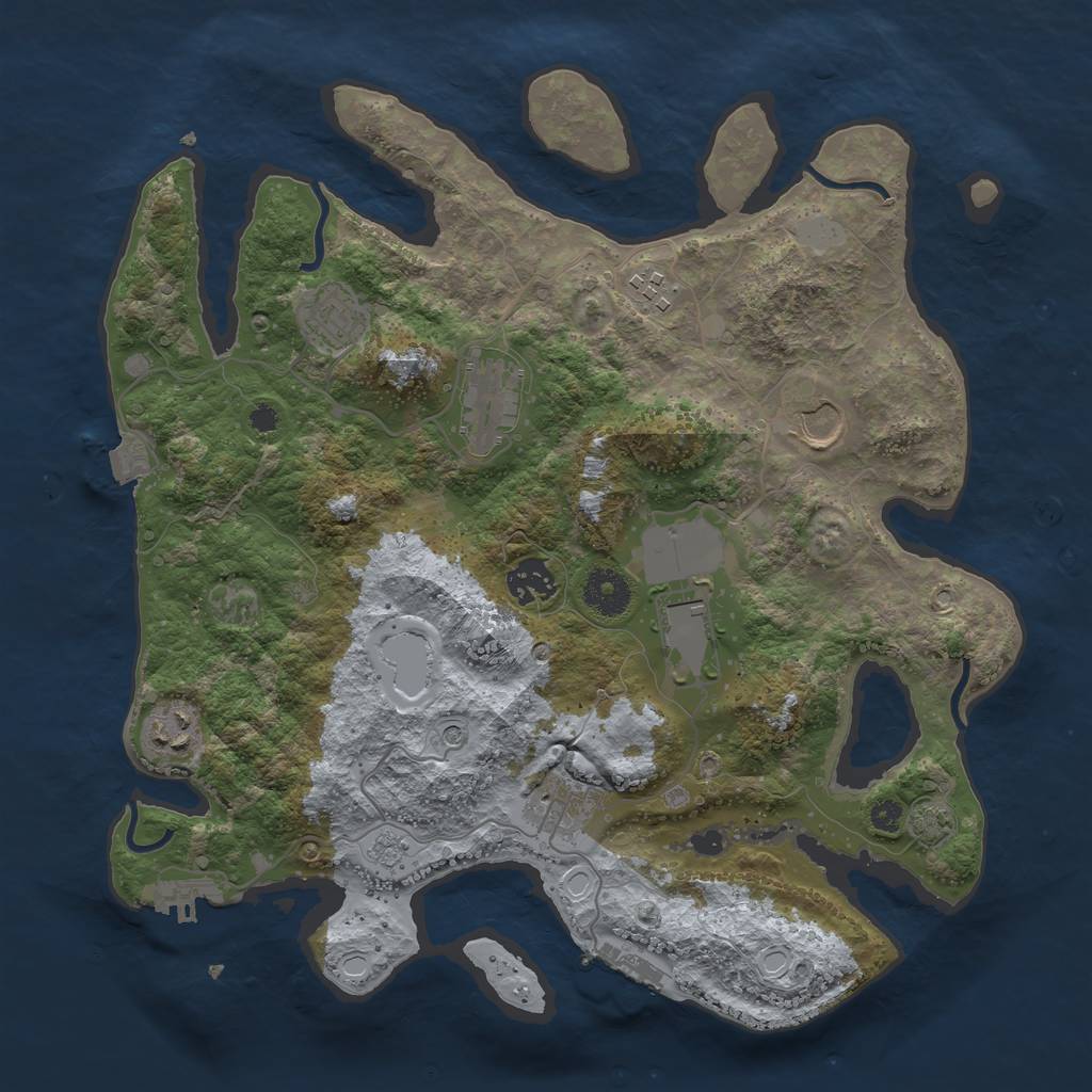Rust Map: Procedural Map, Size: 3500, Seed: 43209190, 16 Monuments