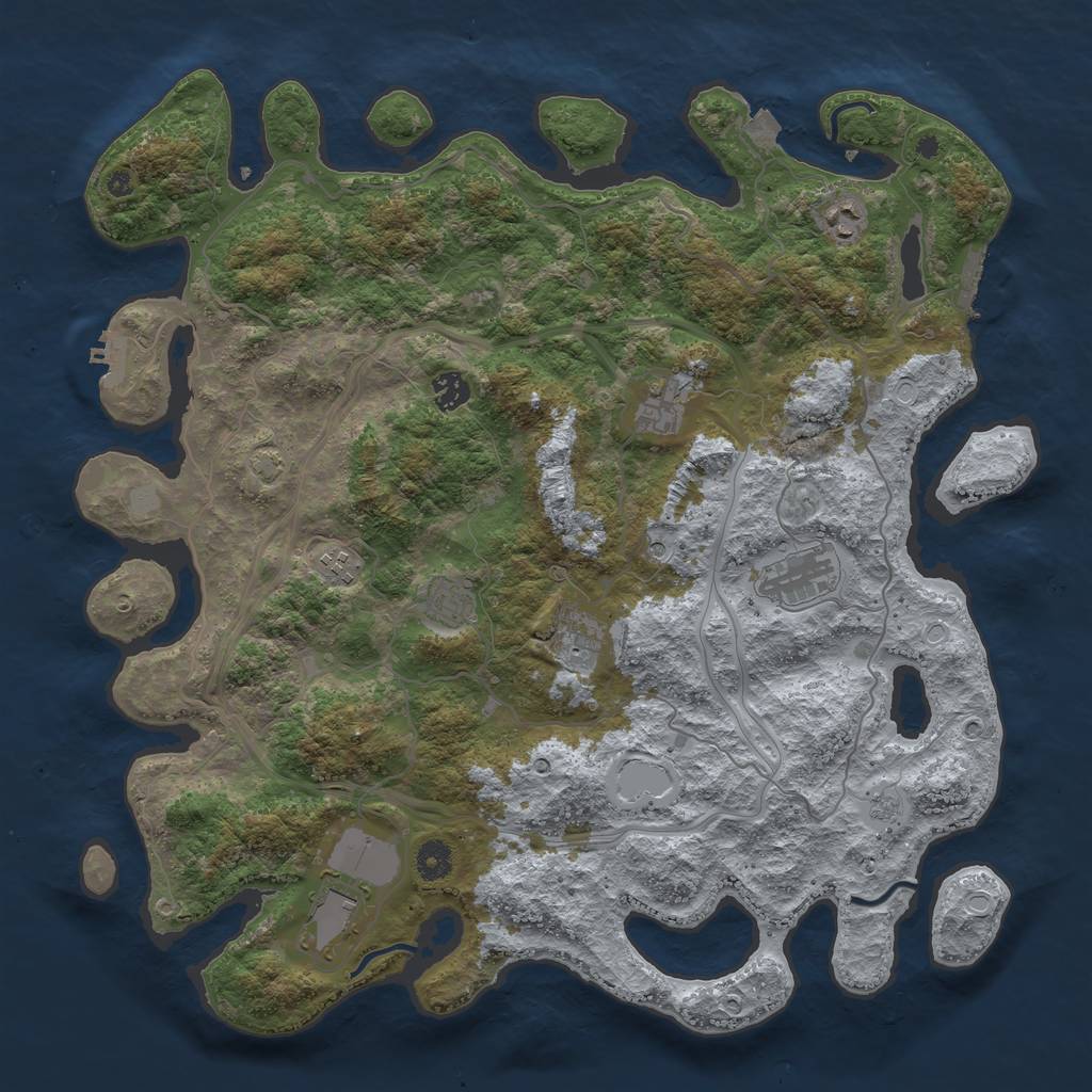 Rust Map: Procedural Map, Size: 4250, Seed: 1042361239, 16 Monuments
