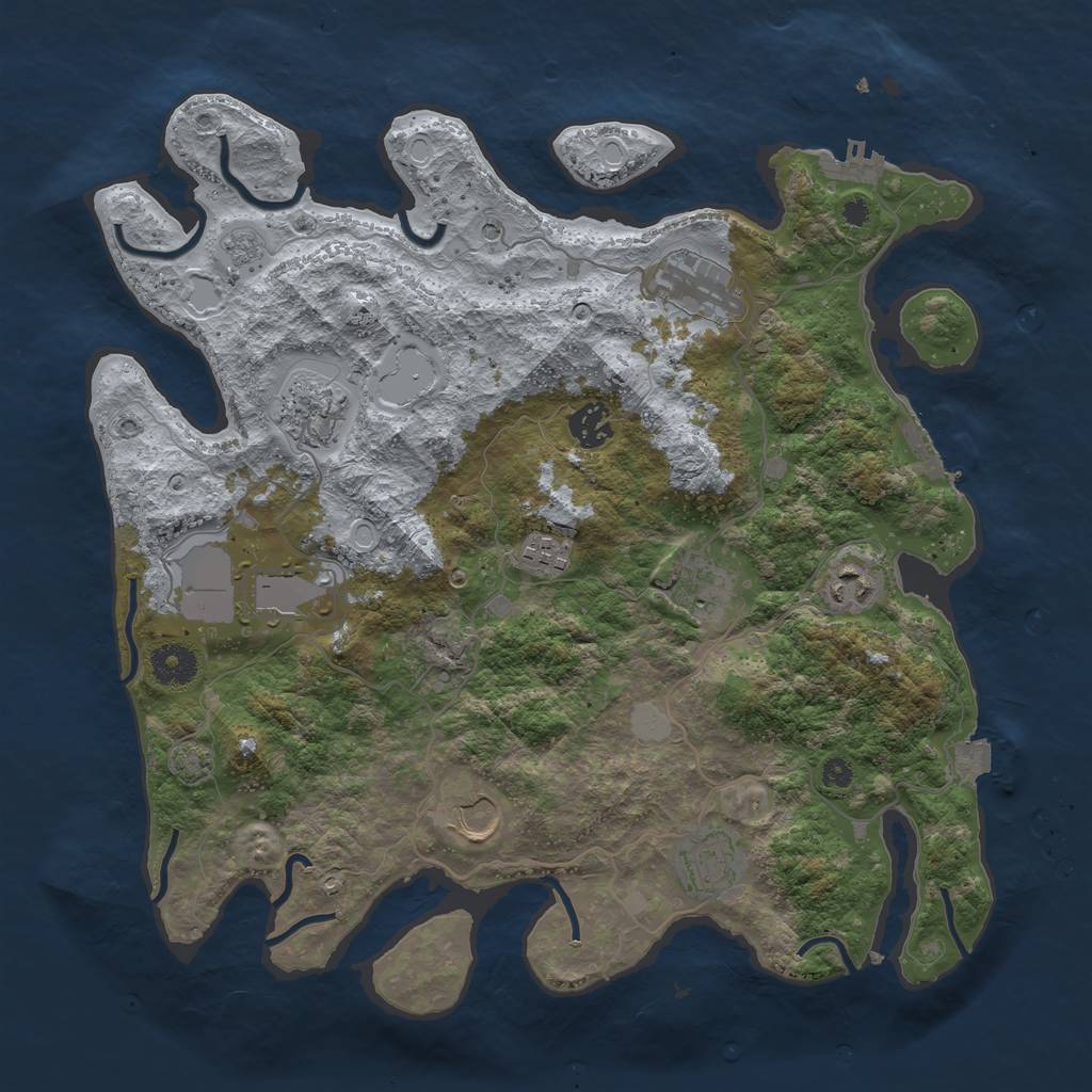 Rust Map: Procedural Map, Size: 3700, Seed: 1275671902, 17 Monuments