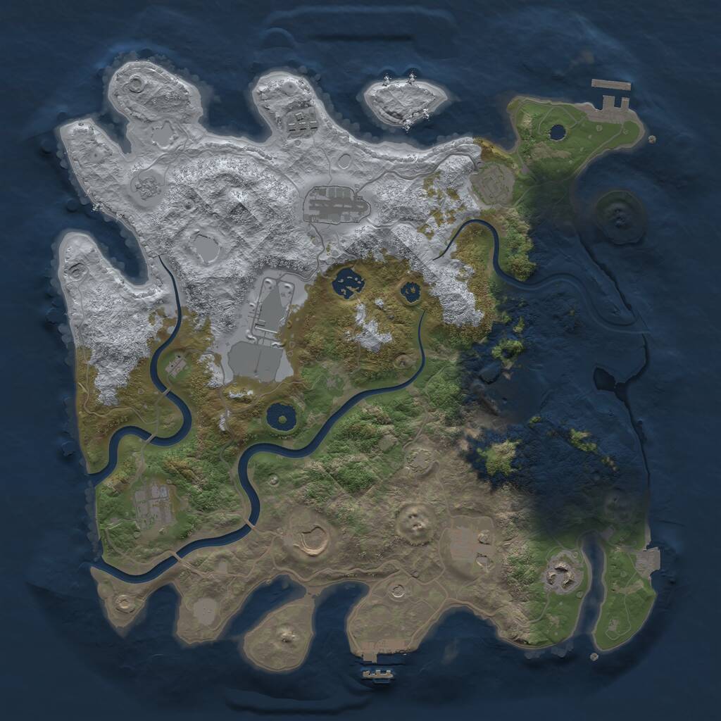 Rust Map: Procedural Map, Size: 3700, Seed: 1275671902, 16 Monuments