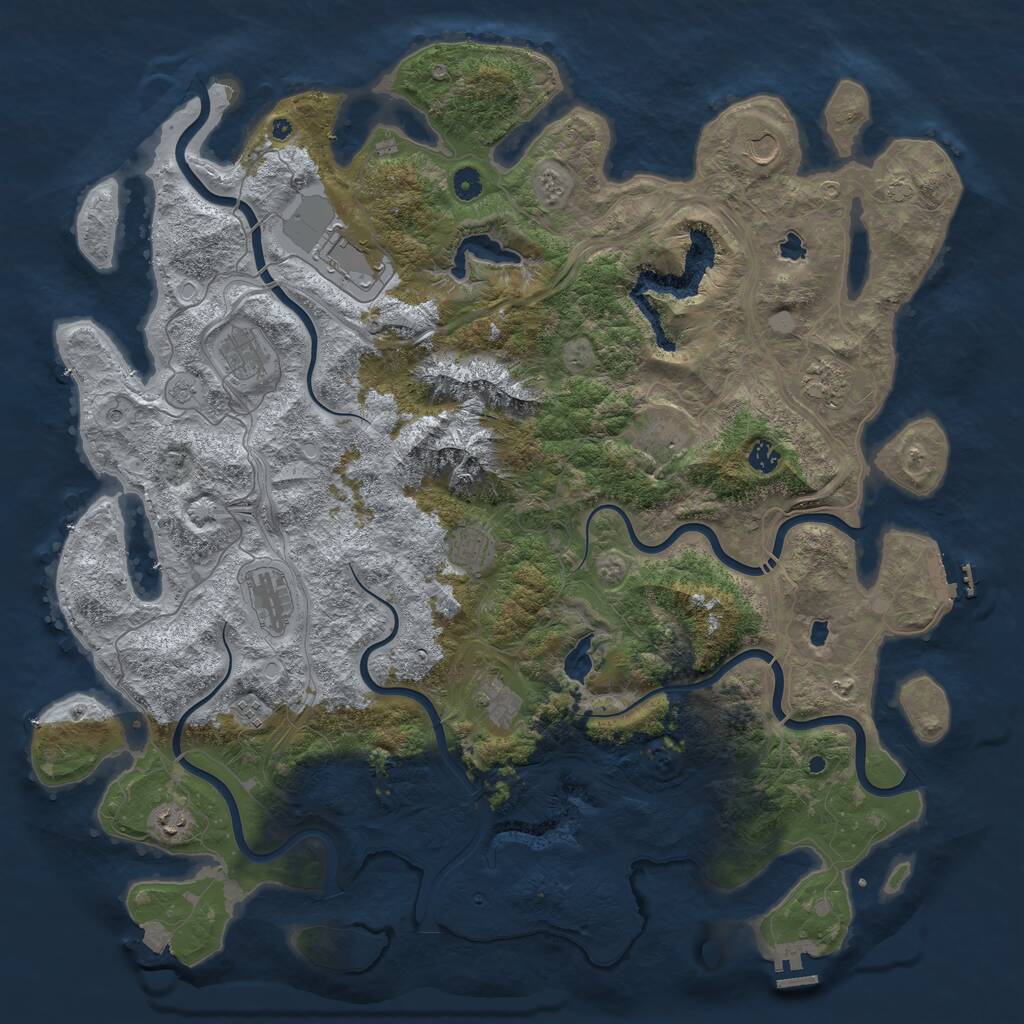 Rust Map: Procedural Map, Size: 5000, Seed: 54896454, 17 Monuments