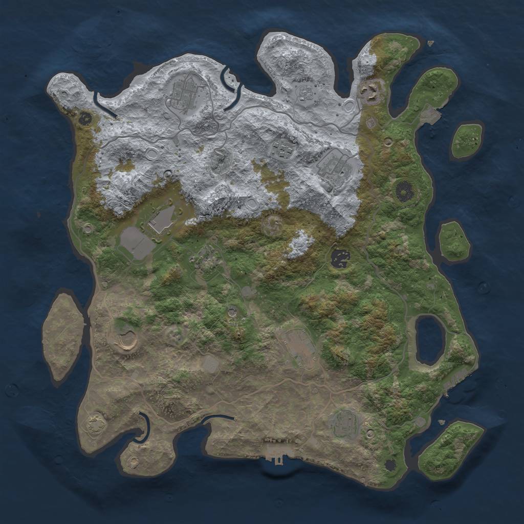 Rust Map: Procedural Map, Size: 4000, Seed: 1719687341, 18 Monuments
