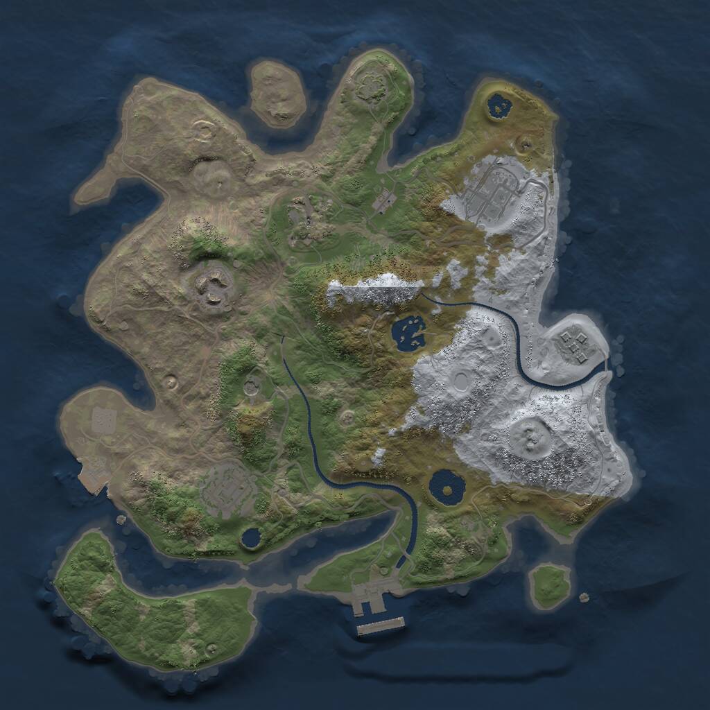 Rust Map: Procedural Map, Size: 3000, Seed: 1483219357, 10 Monuments