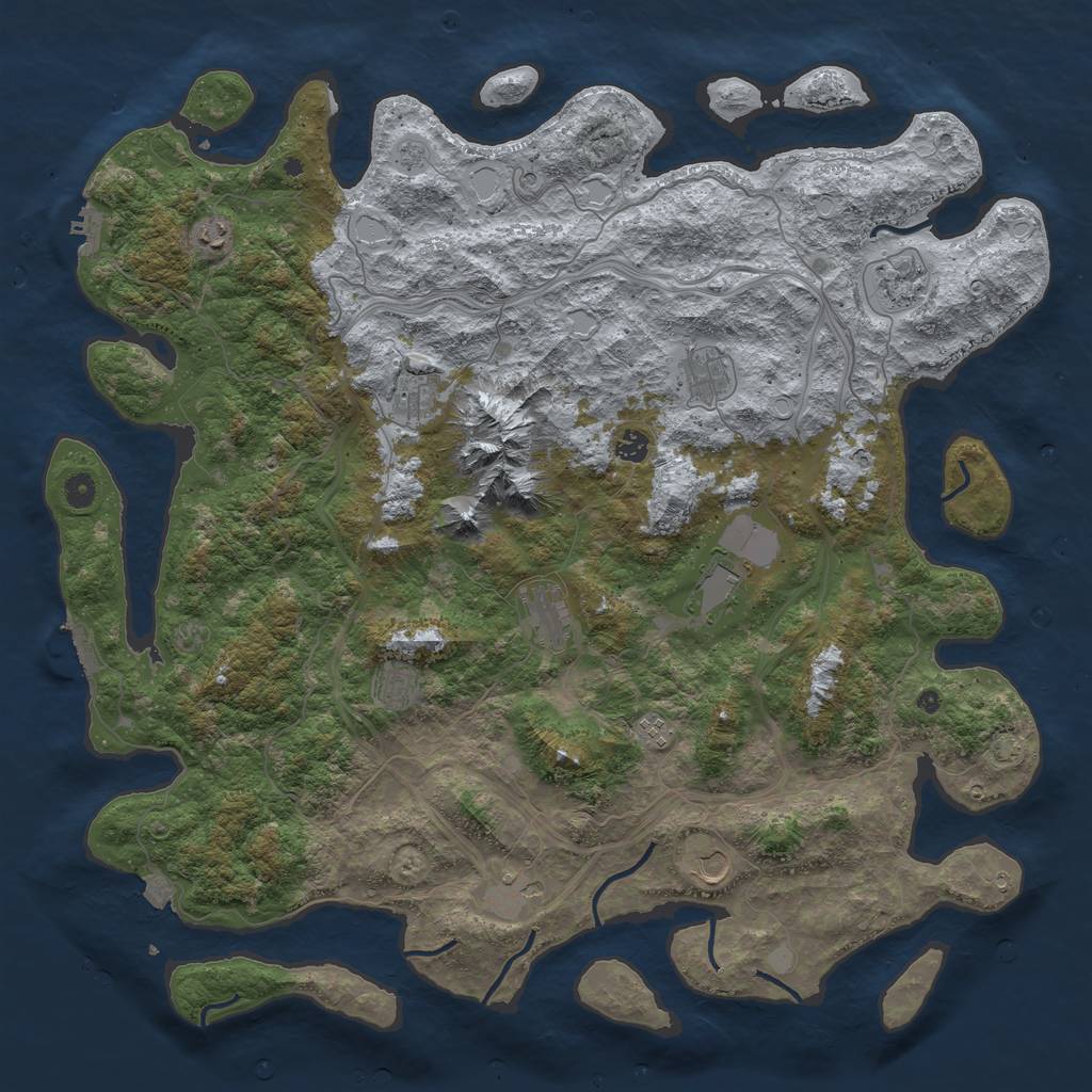 Rust Map: Procedural Map, Size: 5000, Seed: 1746807545, 19 Monuments