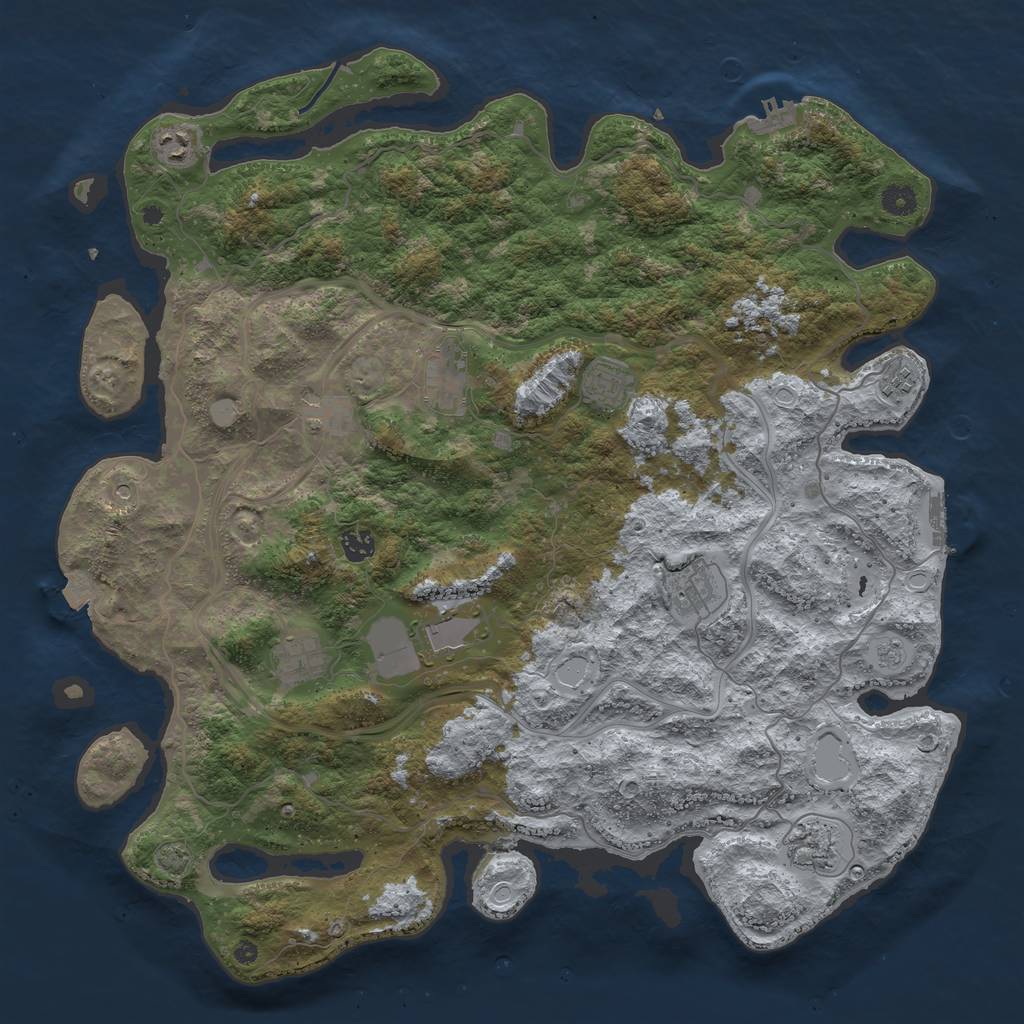 Rust Map: Procedural Map, Size: 4500, Seed: 1659670579, 18 Monuments