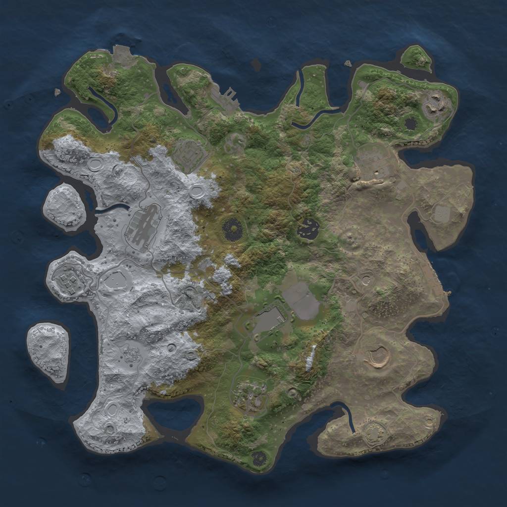 Rust Map: Procedural Map, Size: 3500, Seed: 1864328423, 17 Monuments