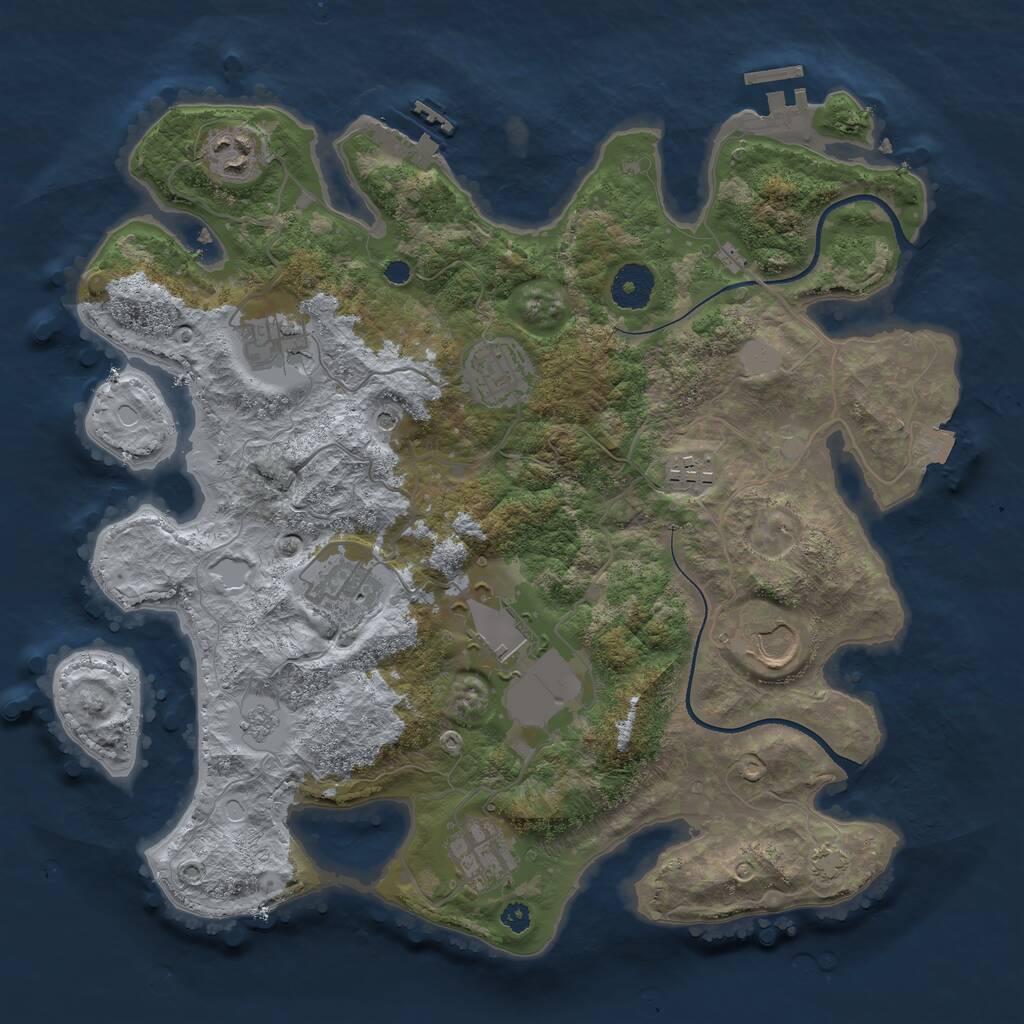 Rust Map: Procedural Map, Size: 3500, Seed: 1864328423, 14 Monuments
