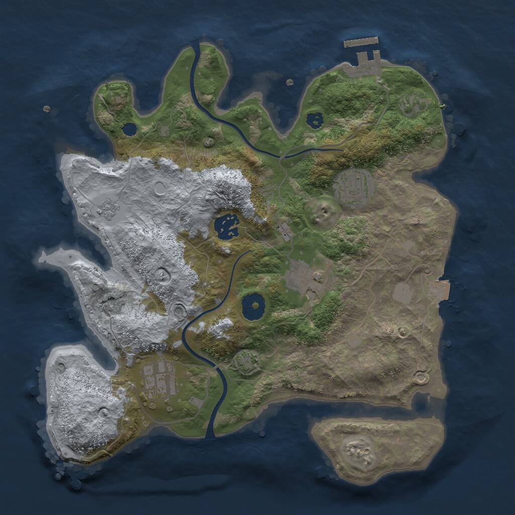 Rust Map: Procedural Map, Size: 3000, Seed: 154684960, 8 Monuments